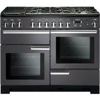 rangemaster professional deluxe pdl110dffslc 110 cm dual fuel range cooker - slate  chrome red