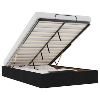 Cama Matrimonial | Cama Para Adultos | Estructura De Cama Otomana Sin Colchón Tela Negro