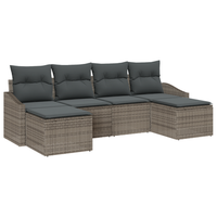 conjunto de sofa de jardin de 6 uds con cojines gris poliester de ratan cfw644082