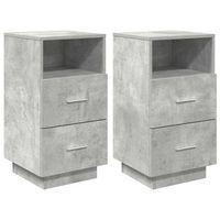 mesillas de noche 2 uds con 2 cajones gris cemento 36x36x68 cm vidaxl