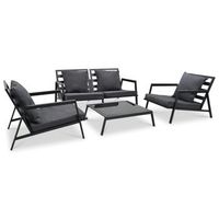 set muebles de jardin con cojines 4 pzas aluminio gris oscuro vidaxl