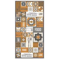 panorama alfombra vinilica collage palabras baldosas cocina naranja 100x140 cm