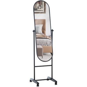 Espejo De Pie Nane Oval Metal Negro 42x40x155 Cm Clp