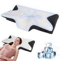 almohada cervical ergonomica de espuma viscoelastica con diseno de contorno almohada de soporte para el cuello para alivio del dolor comodidad al dormir almohada ortopedica para cama