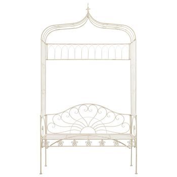 Banco De Jardín | Silla De Jardín Metal Blanco Envejecido 122 Cm