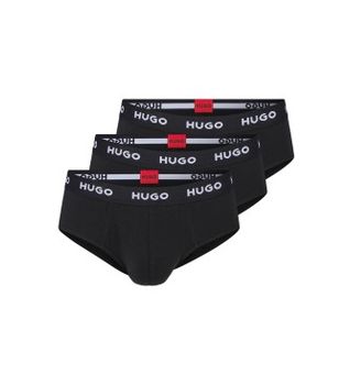 HUGO para hombre. 50469763 Pack 3 Slips Algodón Elástico Logo negro (S), Homewear