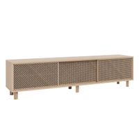 mueble de tv 3 puertas de madera maciza natural 180 cm barnizado