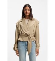 boss para mujer 50556385 gabardina corta con cinturon beige 40 casual viscosa