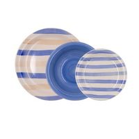 vajilla creta quid 18 piezas 6 servicios ceramica azul
