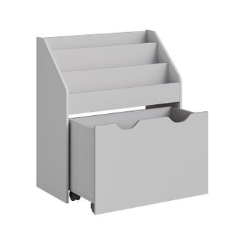 Estantería de Juguetes con Compartimentos Librería Infantil Caja Móvil, Gris Paloma