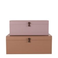 cajas de metal beige y rosa  juego de 2 
