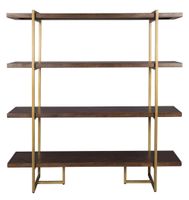 libreria de madera de acacia y laton envejecido