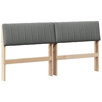 Cabecero Tapizado Gris Oscuro 150 Cm Madera De Pino Macizo