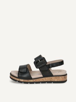 CAPRICE Sandal, black, made of Leather without heel, Size 39