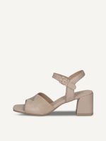 caprice heeled sandal beige made of leather with trapeze heel size 42