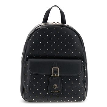 mochila con bolsillo frontal y micro tachuelas black