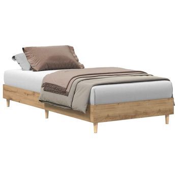 Estructura De Cama Sin Colchón Roble Artesanal 75x190 Cm Madera Vidaxl