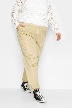 Yours Pantalones Parachute Crema De Algodón, Mujer Curvy Y Tallas Grandes, Yours