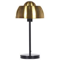 lampara de mesa de metal negro dorado 44 cm pantalla redonda interruptor cable moderno industrial senette