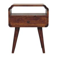 mesita de noche newton madera maciza mueble artesanal color castano