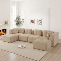 sofa modular beige de cuatro plazas esquinero en forma de u y sin montaje