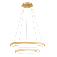 krizia - lampara colgante doble led regulable 88w - 6300lm luz calida 3000k aros oro cepillado difusor opal ip20 d 6080cm