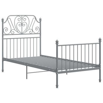 Cama Individual | Cama Para Adultos | Estructura De Cama De Metal Gris 100x200 Cm