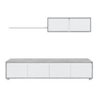 salon con mueble de tv y estanteria 200 cm blanco cemento