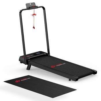 Cinta De Correr Con Pasamanos T7 Con Alfombrilla, Velocidad 1-6km/h, 5% Inclinación Manual, Negro, Rattantree