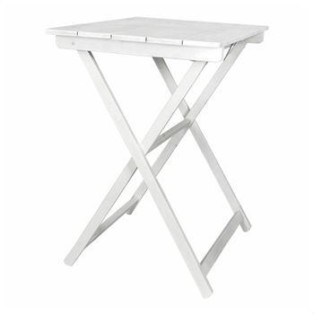 Mesa Velador De Haya Plegable, Acabado En Blanco 70x50x76 Cm