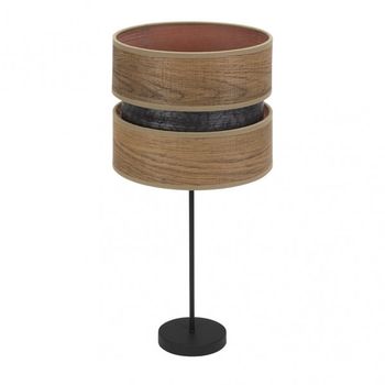 Sobremesa alto colet 1xe27 negro/madera oscura 61x30x30 cm