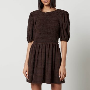 Ganni Check Pattern Seersucker Mini Dress - EU 38/UK 10