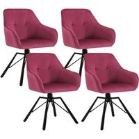 juego de 4 sillas giratorias 360 sillas de comedor tapizadas estilo escandinavo terciopelo color burdeos