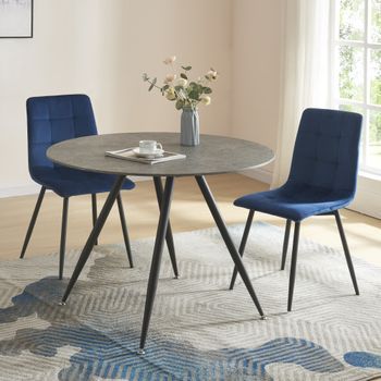 Mesa De Comedor Fitjar Redonda 4 Personas Acero Mdf Ø 100x75 Cm - Efecto Hormigón [en.casa]