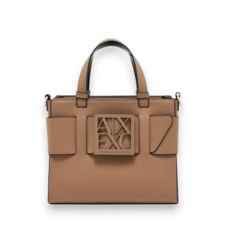 A|X Armani Exchange para mujer. 9426900A874U6186 Bolso Susy con logotipo y correa extraíble marrón (OSFA), Casual, Poliuretano