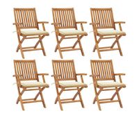 sillas de jardin plegables 6 unidades madera maciza teca con cojines