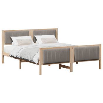 Cama Matrimonial | Cama Para Adulto | Estructura De Cama Con Cabecera Marrón Y Taupe 160 X 200 Cm