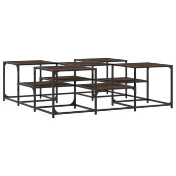 Mesa De Centro，mesa Auxiliar，mesa De Café Madera De Ingeniería Roble Marrón 121x121x40 Cm