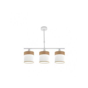 Lampara Cloe 3xe14 Blanca/blanca-madera Clara Regx55x14 Cm