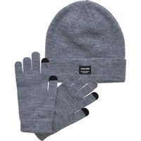 jack  jones guantes 12168383 jacbeanie glove knit giftbox grey melange para hombre