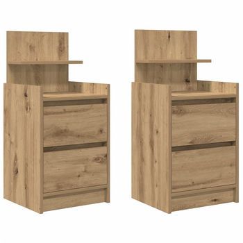 Mesillas De Noche Con 2 Cajones 2 Uds Roble 38x34x80 Cm Vidaxl