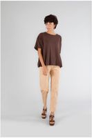 camiseta oversize bimateria dark brown