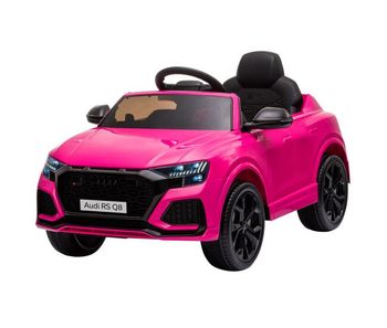 Homcom coche eléctrico infantil +3 años licencia audi rs q8 con batería 6v 2 motores mando a distancia música bocina y luces velocidad máx. 3km/h 101x62x51 cm rosa