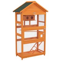 pawhut jaula de pajaros de madera jaula para loros zona de juegos techo de asfalto impermeable 92x52x171 cm naranja   aosom espana