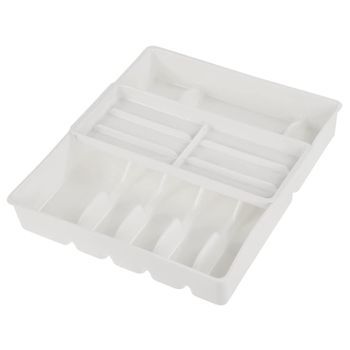 Bandeja Cubiertos Deslizable, 13 Compartimientos, 38x42.5x7.5cm, Filippa, Blanca
