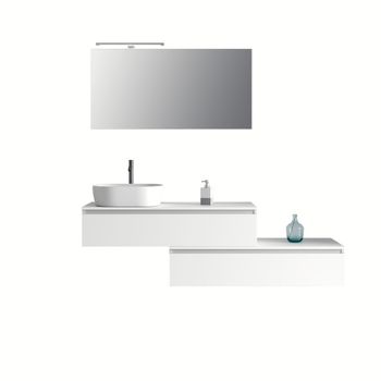 Mueble de baño de 5 piezas en melamina blanco mate