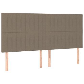 Pack 4 Uds Cabeceros Cama | Panel De Cabeceras Tela Gris Taupe 80x5x78/88 Cm