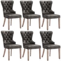 juego de 6 sillas de terciopelo - patas de madera maciza - gris