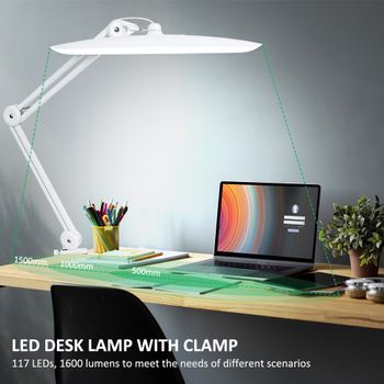 Lámpara de Escritorio LED de 2,200 Lúmenes, Súper Brillante, con 117 LED SMD, 4 Niveles de Brillo, Regulable, para Oficina en Casa
