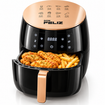 DON FELIZ Freidora de Aire 4,5L 1400W, Air Fryer sin Aceite con Pantalla Táctil Digital, 8 Programas, Temperatura Ajustable y Temporizador, Freidora Eléctrica para Cocinar, Asar y Dorar
